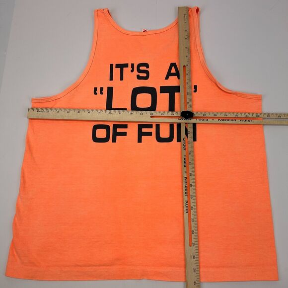 Vintage 90s Park Here Its A Lot of Fun Tank Top Shirt Parking USA Orange L Large - Picture 10 of 10